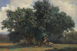 Painting of a big green tree